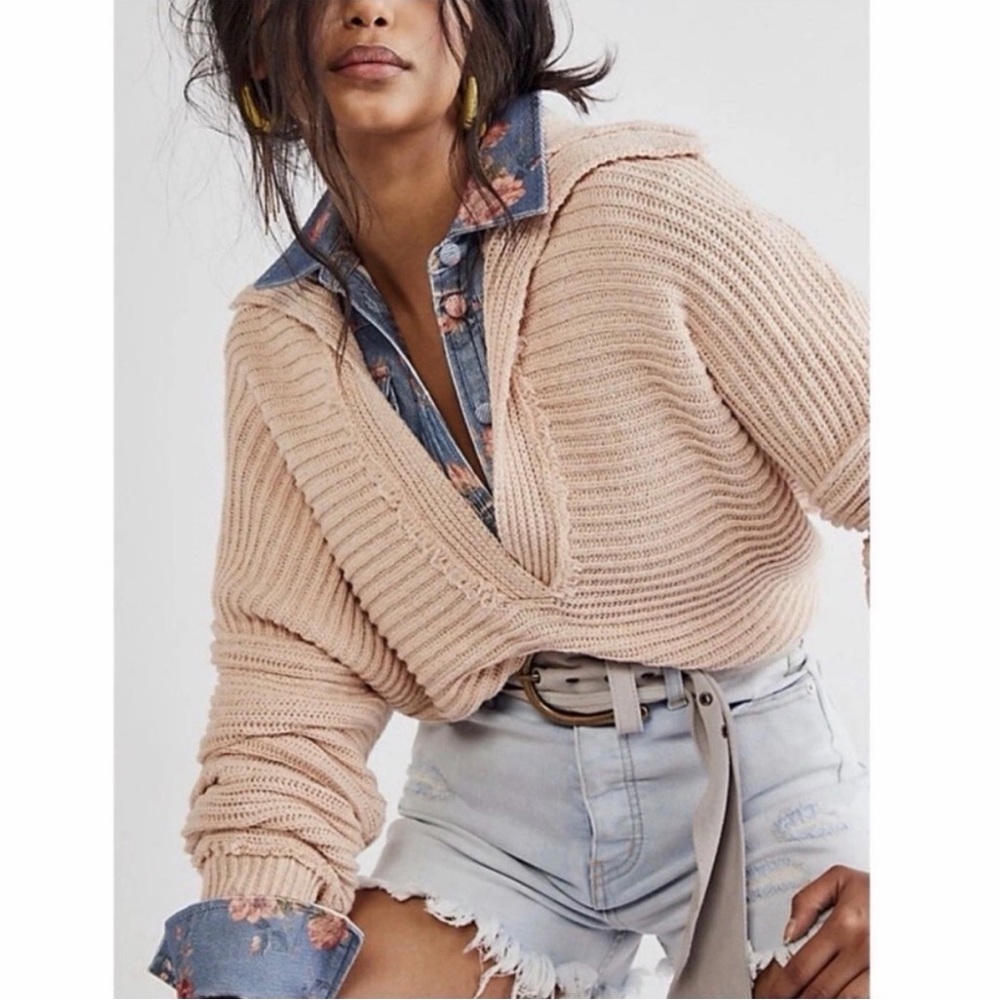 Free People Marlie Pullover Ribbed Sweater in Pink - Picture 3 of 15